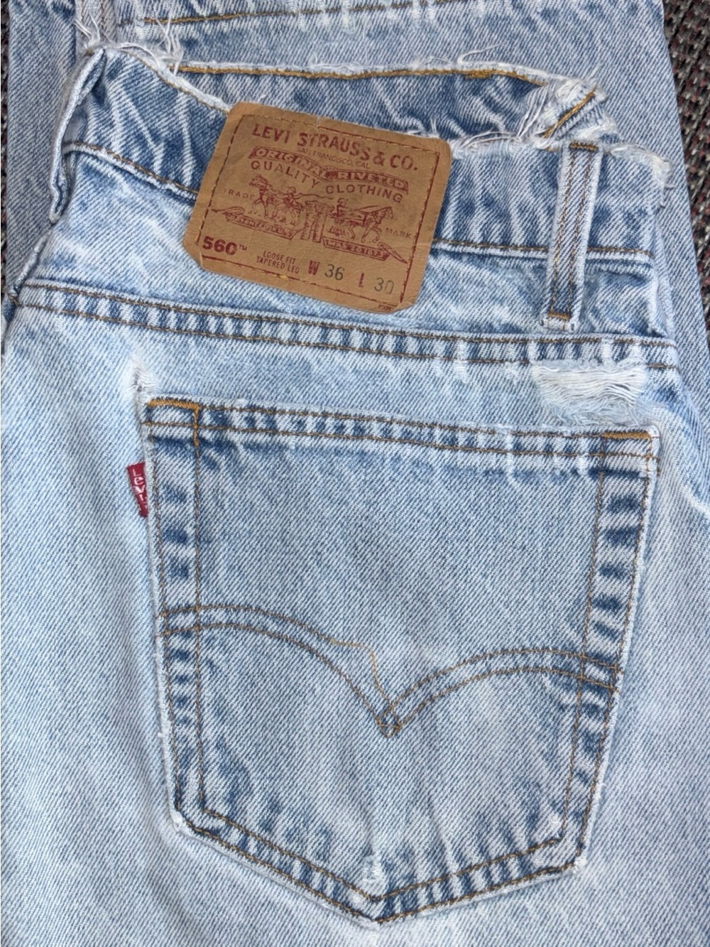 Levi's 560 Light Blue Relaxed Fit Distressed Jeans 1997